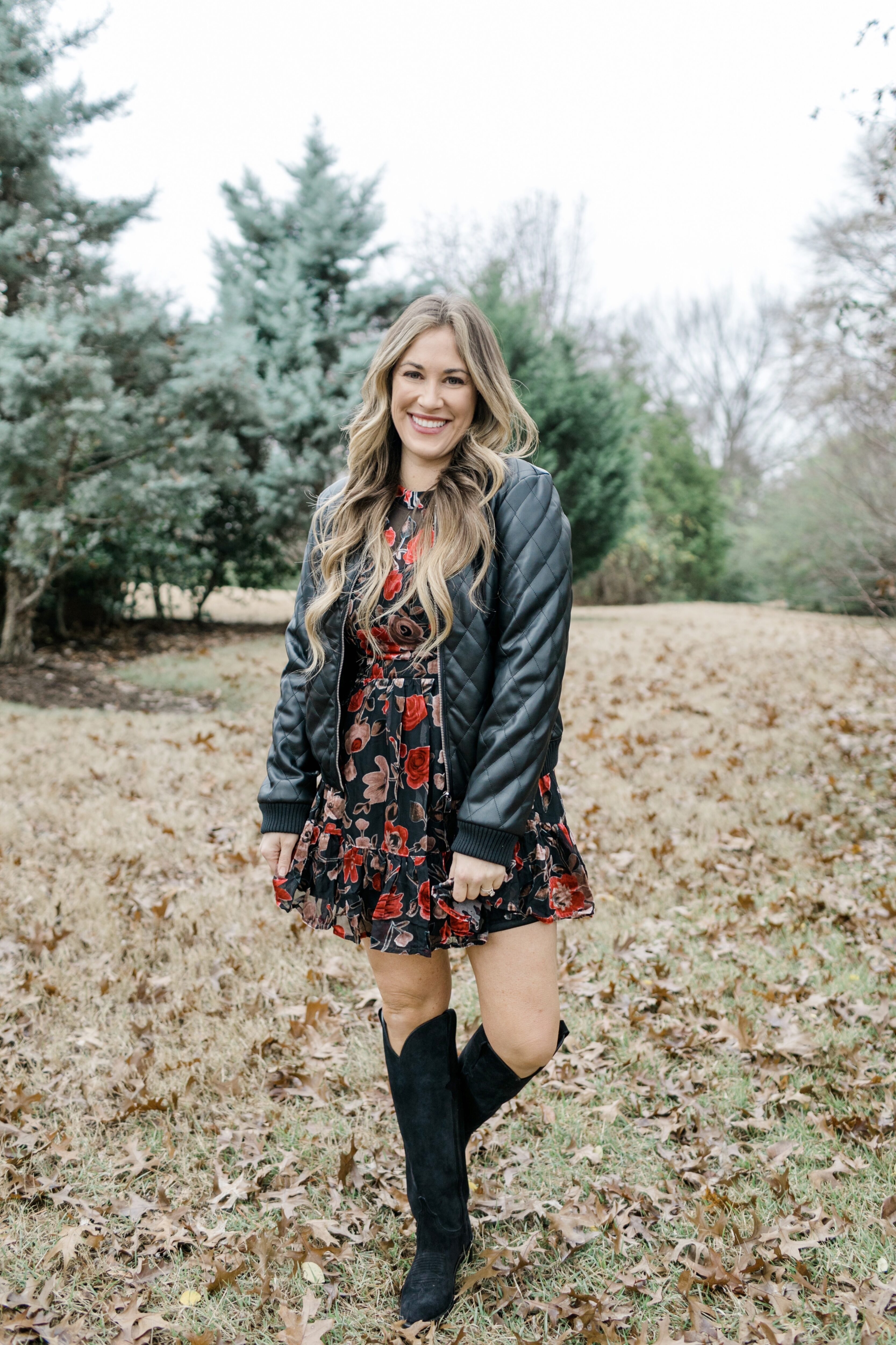 Floral Dress and Moto Jacket & Confident Twosday Linkup - I do