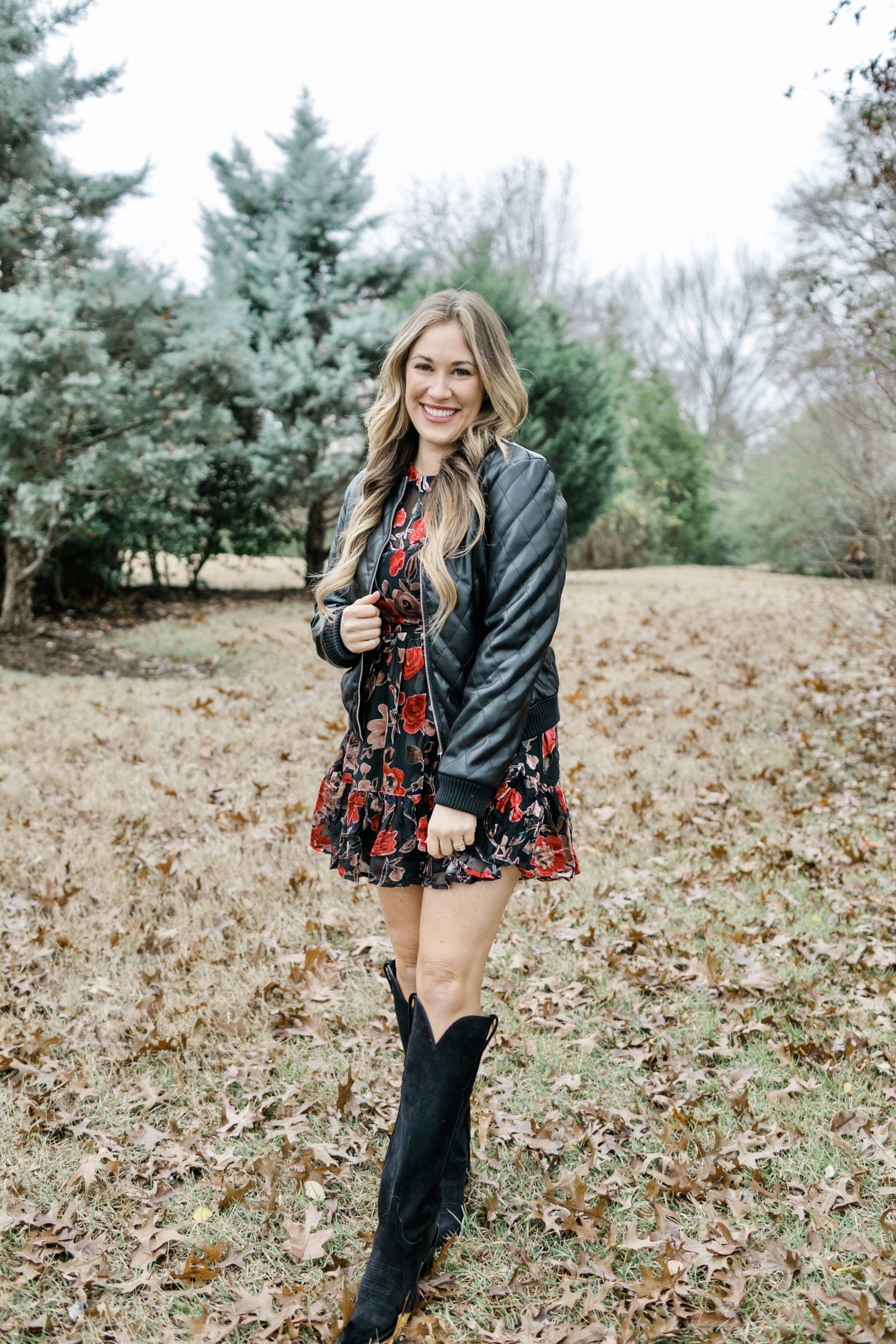 winter jackets with floral dress