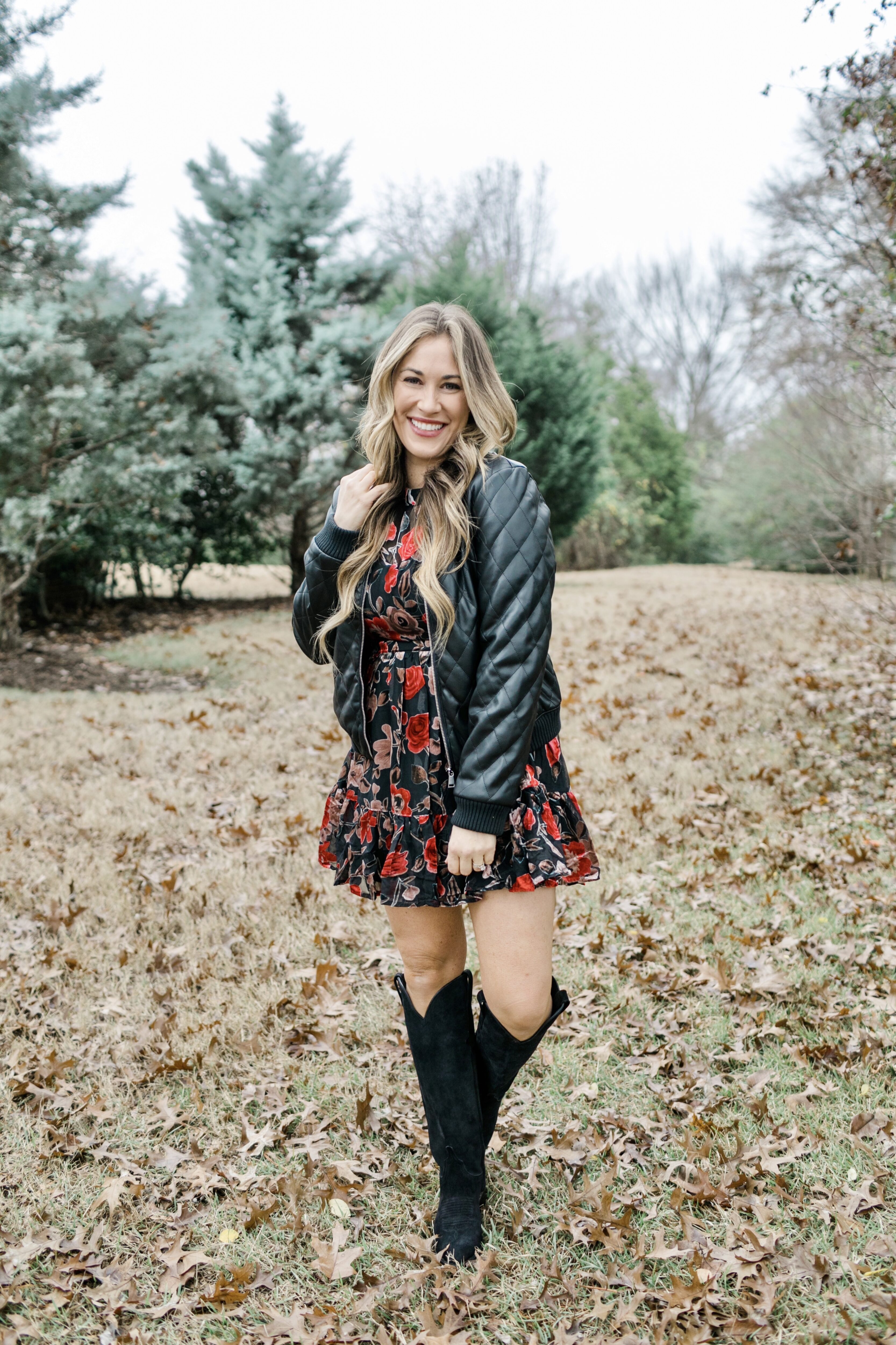 winter jackets with floral dress