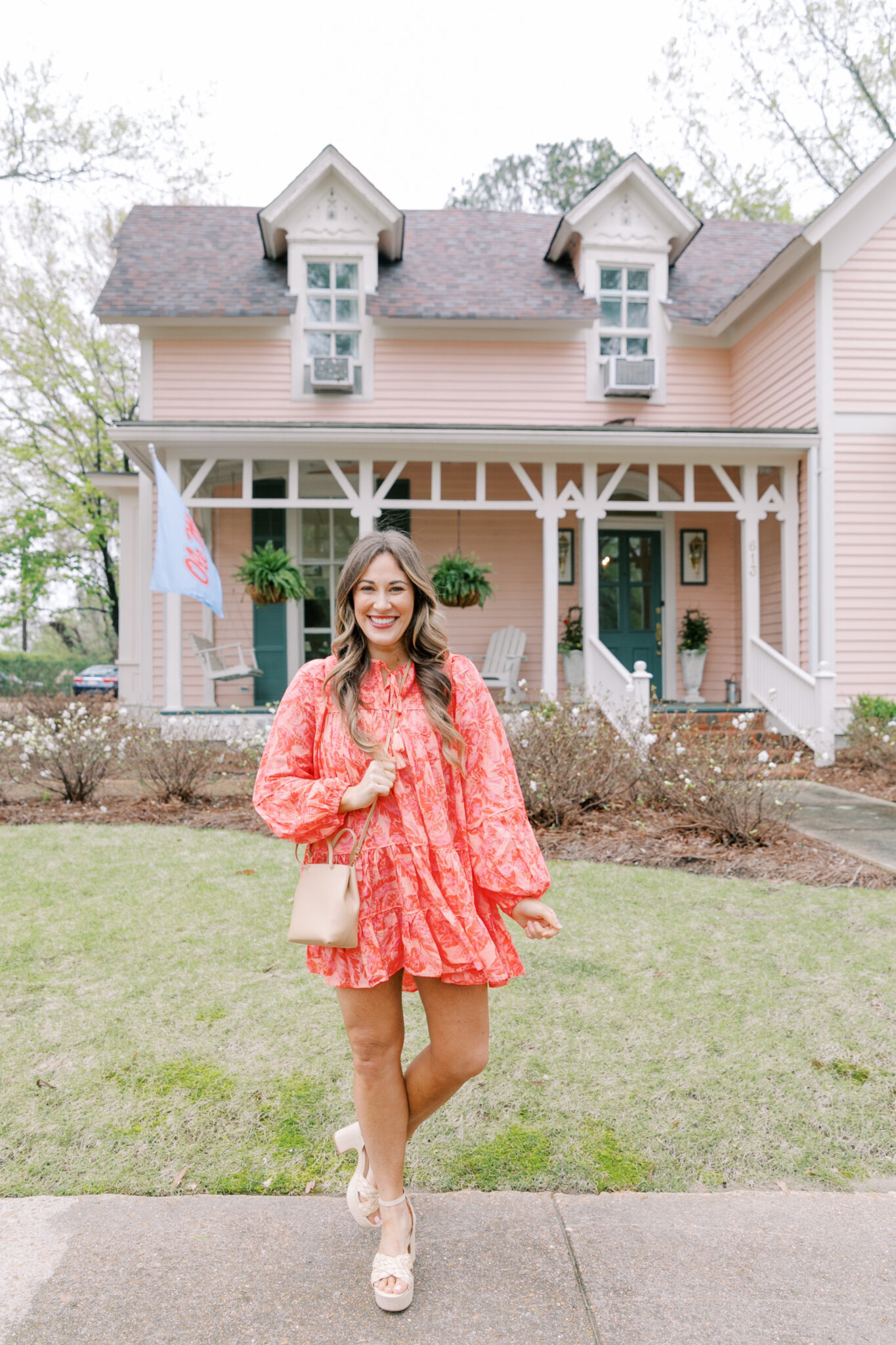 floral pink dress for spring