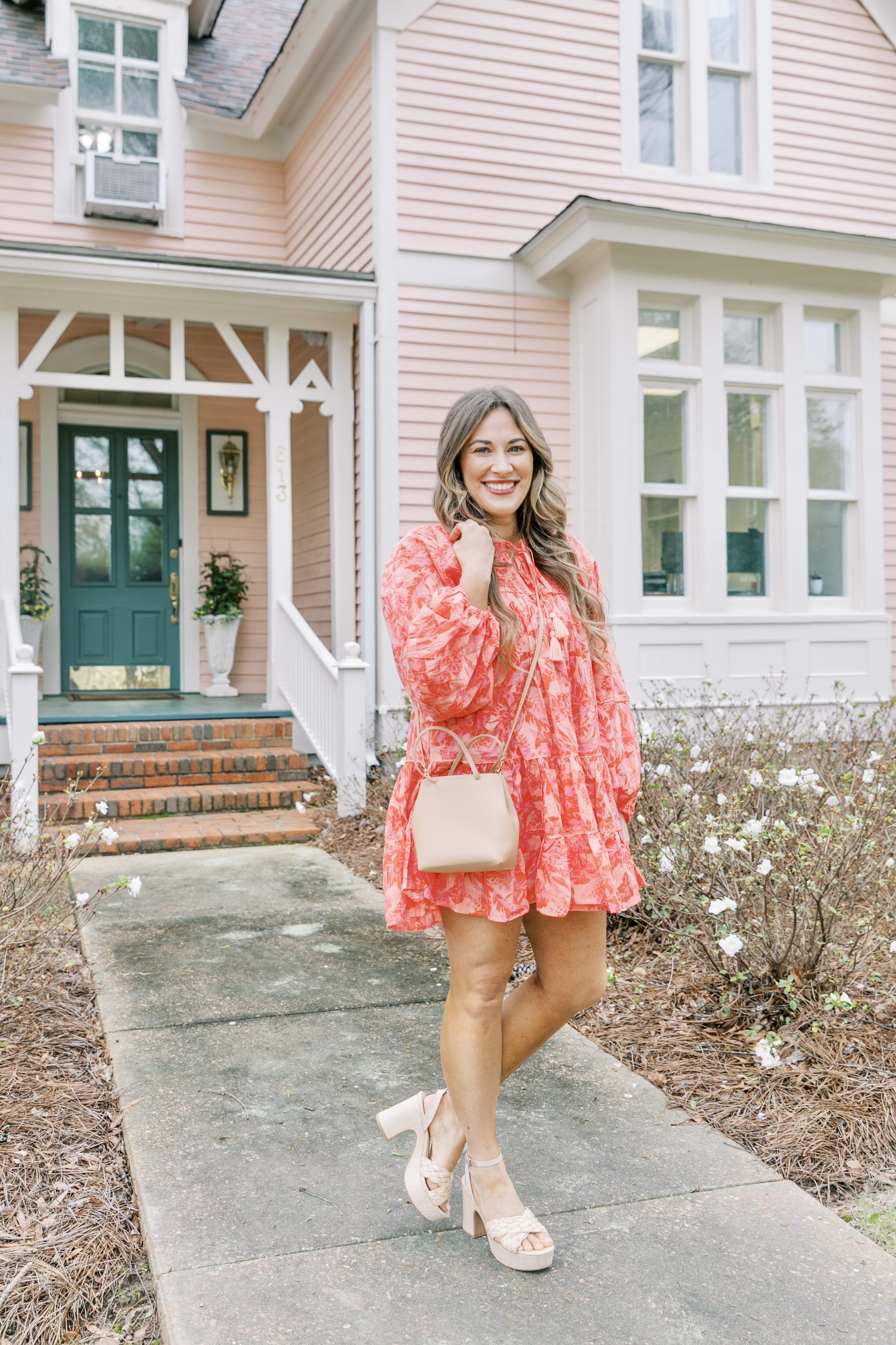 floral pink dress for spring