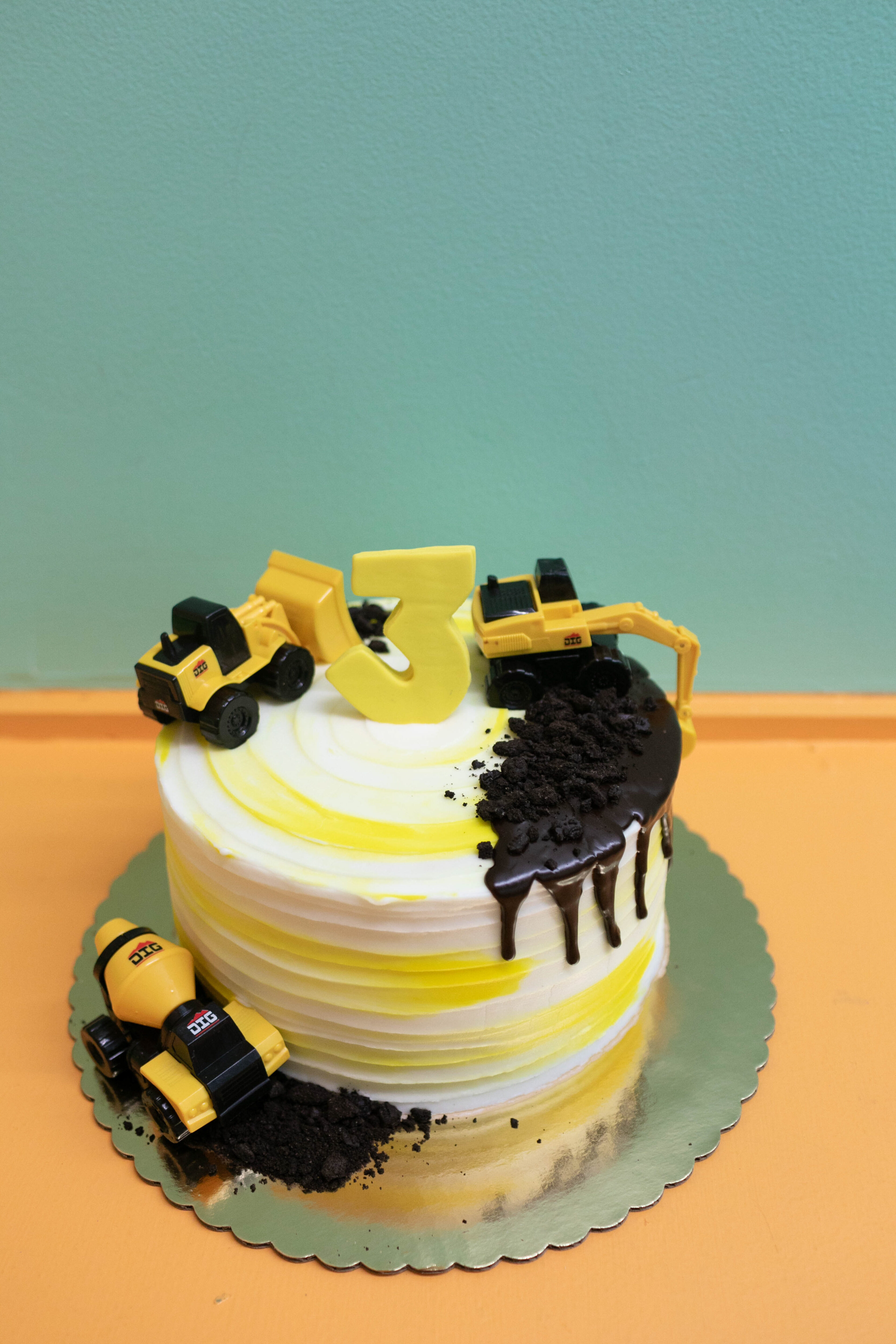 3rd birthday cake, construction cake
