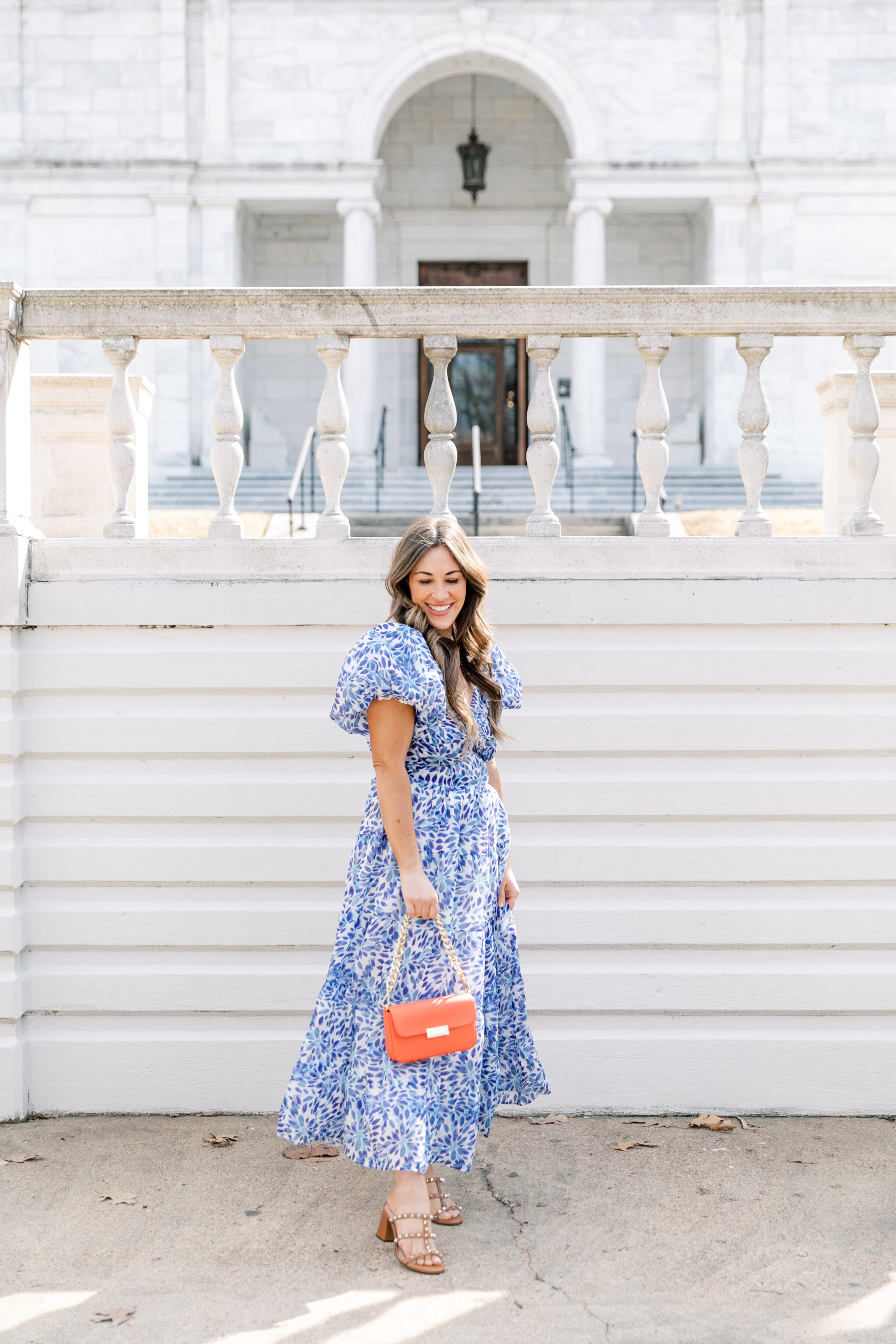 maxi dresses, dress for spring, patterned dress, puff sleeve dress