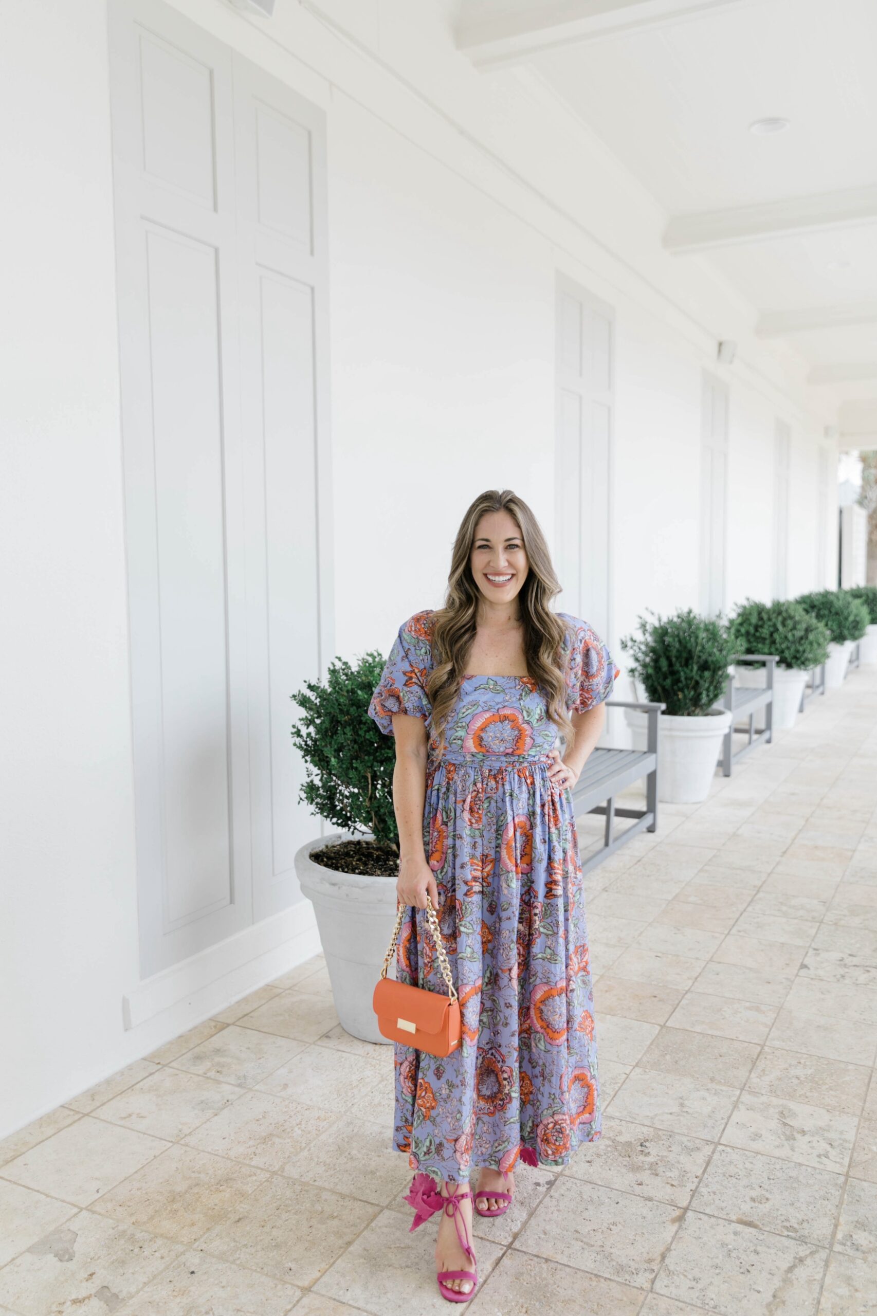 colored dress, floral dress, maxi dress