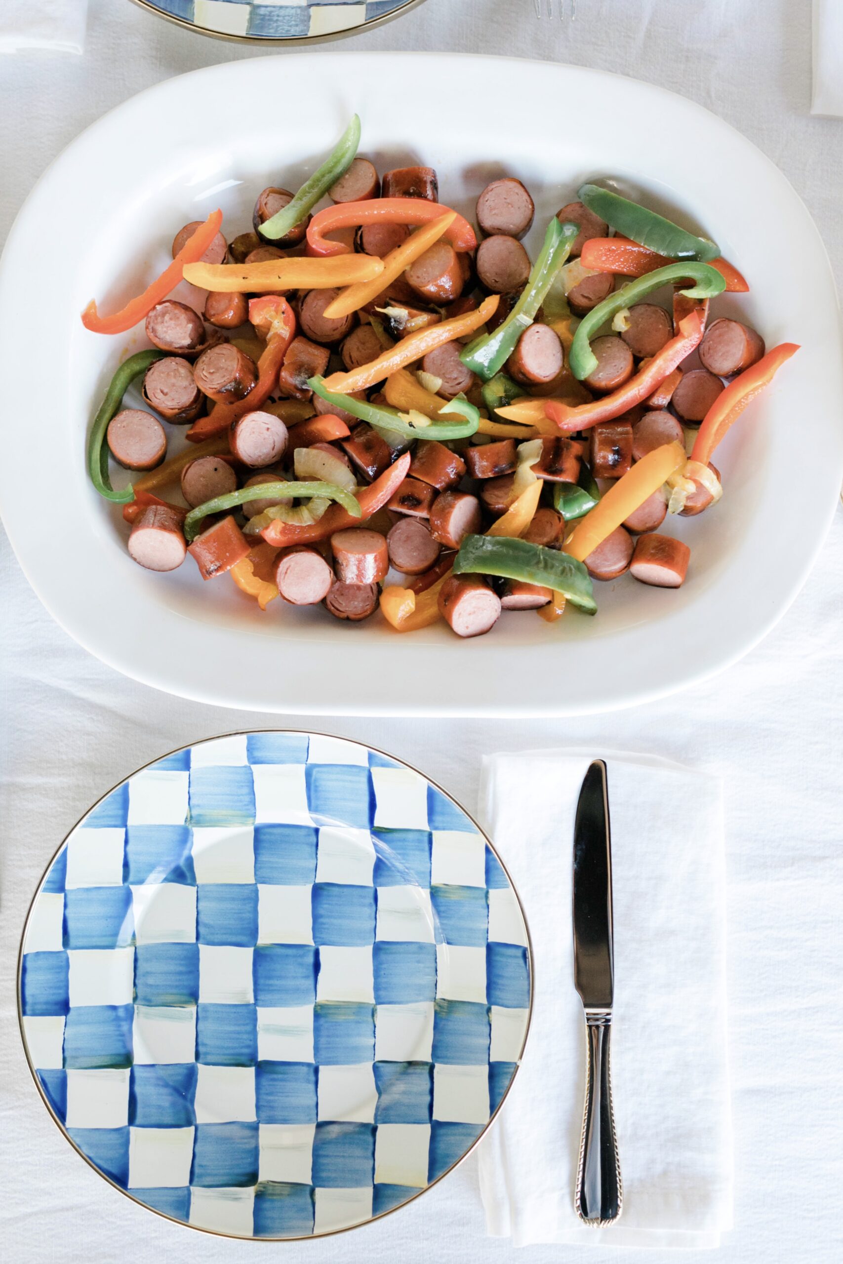 summer bbq recipe, turkey smoked sausage, grilled vegetables